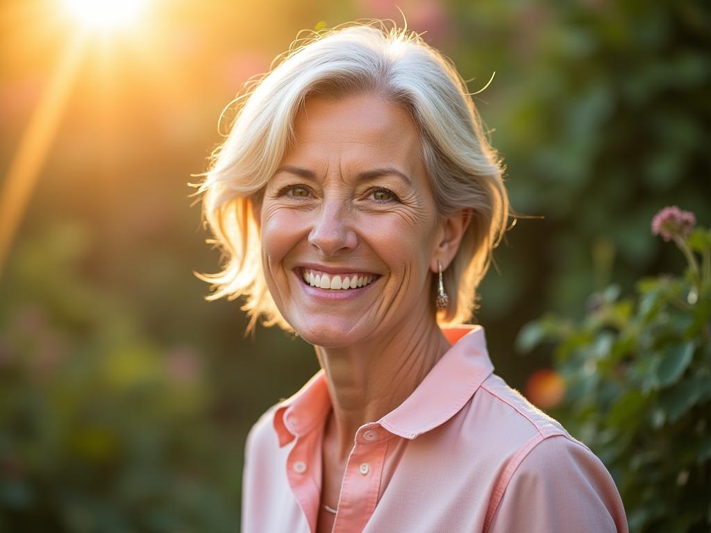Confident woman over 40 showcasing vitality and wellness transformation