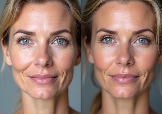 Michelle's skincare transformation showing improved firmness and reduced aging signs