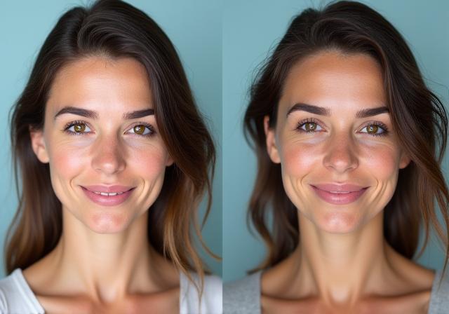 Sarah's 6-month transformation showing improved skin radiance and vitality